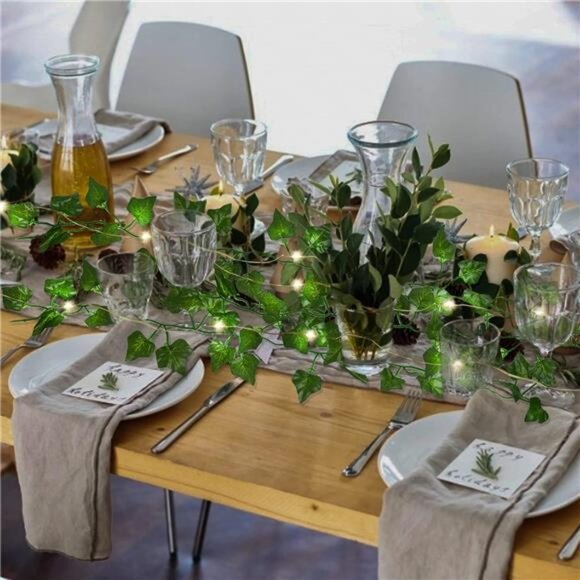 Artificial Ivy Fake Vines, 173 FT with 200 LED String Light, Greenery Garland - Picture 5 of 7